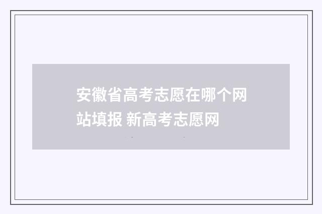 安徽省高考志愿在哪个网站填报 新高考志愿网