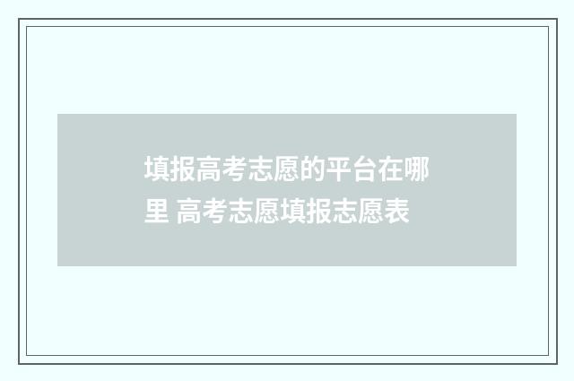 填报高考志愿的平台在哪里 高考志愿填报志愿表