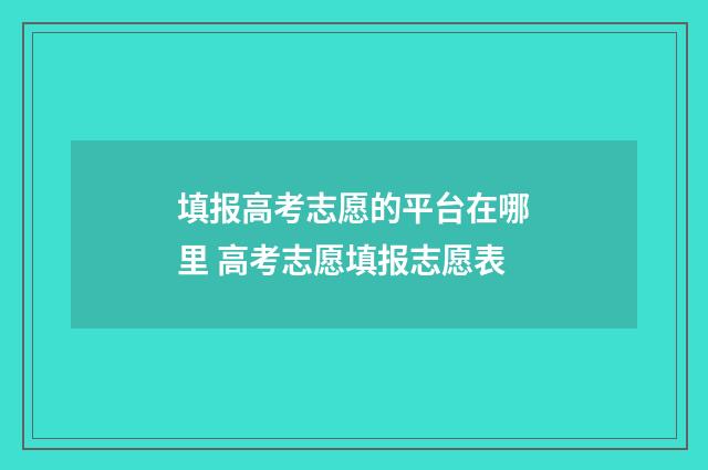 填报高考志愿的平台在哪里 高考志愿填报志愿表