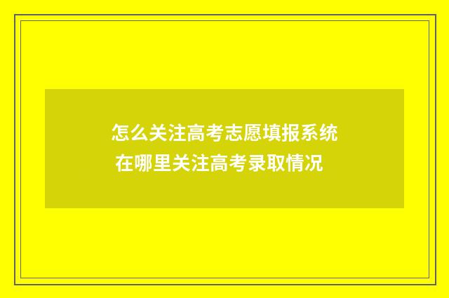 怎么关注高考志愿填报系统 在哪里关注高考录取情况