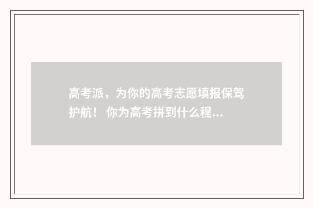 高考派，为你的高考志愿填报保驾护航！ 你为高考拼到什么程度