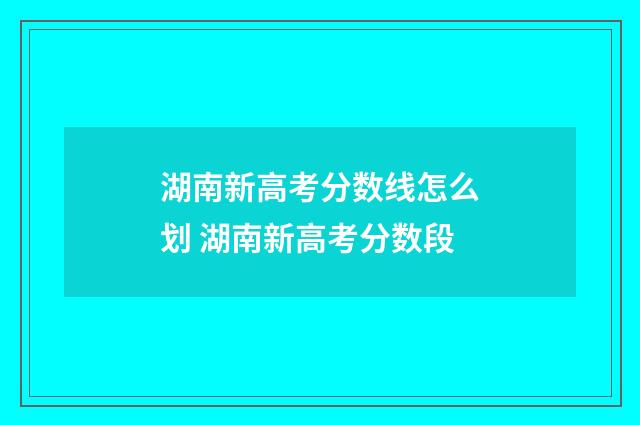 湖南新高考分数线怎么划 湖南新高考分数段