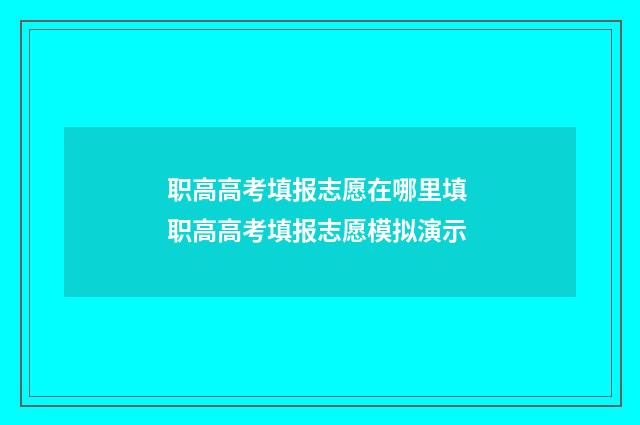 职高高考填报志愿在哪里填 职高高考填报志愿模拟演示
