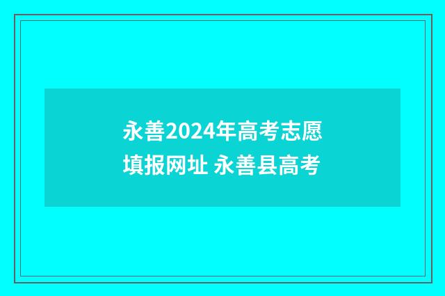 永善2024年高考志愿填报网址 永善县高考