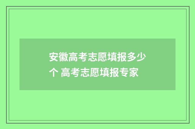 安徽高考志愿填报多少个 高考志愿填报专家