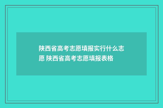 陕西省高考志愿填报实行什么志愿 陕西省高考志愿填报表格