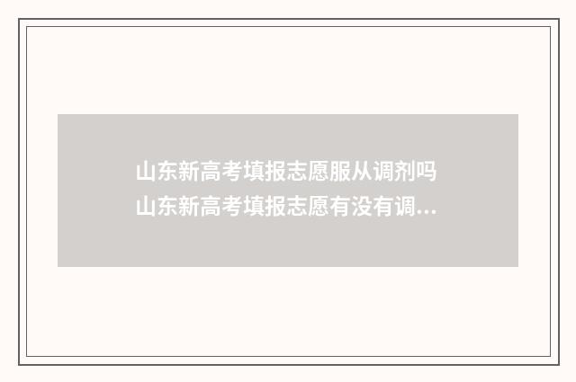 山东新高考填报志愿服从调剂吗 山东新高考填报志愿有没有调剂