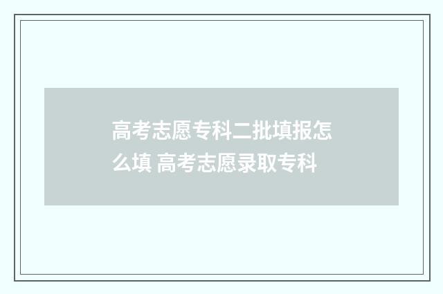 高考志愿专科二批填报怎么填 高考志愿录取专科