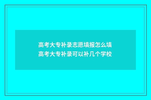 高考大专补录志愿填报怎么填 高考大专补录可以补几个学校