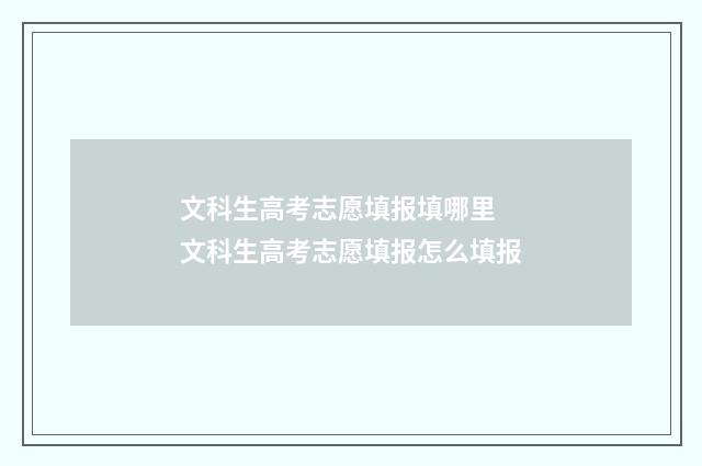 文科生高考志愿填报填哪里 文科生高考志愿填报怎么填报