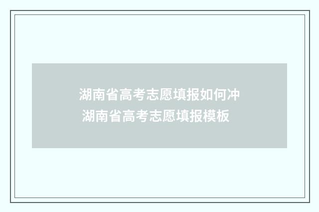 湖南省高考志愿填报如何冲 湖南省高考志愿填报模板