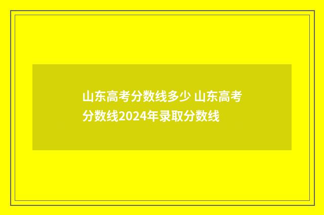 山东高考分数线多少 山东高考分数线2024年录取分数线
