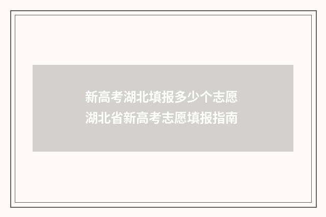 新高考湖北填报多少个志愿 湖北省新高考志愿填报指南