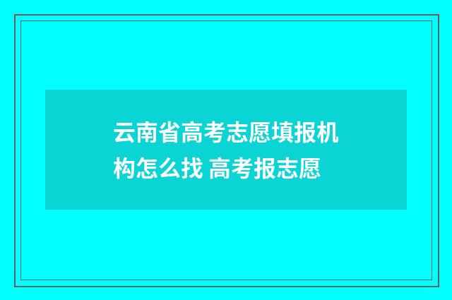 云南省高考志愿填报机构怎么找 高考报志愿