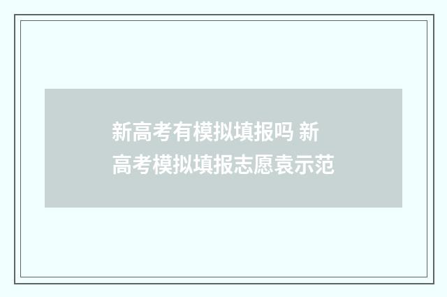 新高考有模拟填报吗 新高考模拟填报志愿袁示范