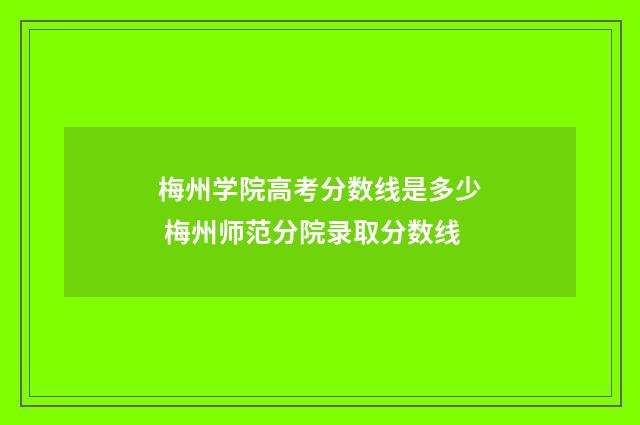 梅州学院高考分数线是多少 梅州师范分院录取分数线