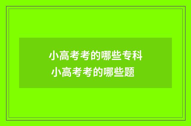 小高考考的哪些专科 小高考考的哪些题