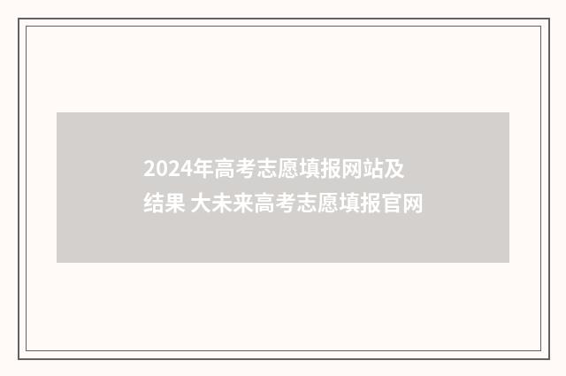 2024年高考志愿填报网站及结果 大未来高考志愿填报官网