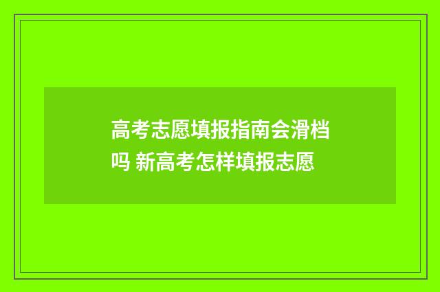 高考志愿填报指南会滑档吗 新高考怎样填报志愿