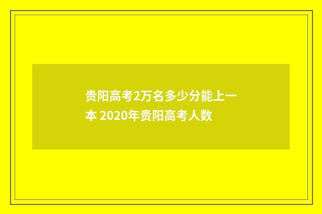 贵阳高考2万名多少分能上一本 2020年贵阳高考人数