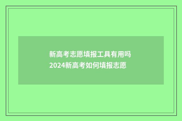 新高考志愿填报工具有用吗 2024新高考如何填报志愿