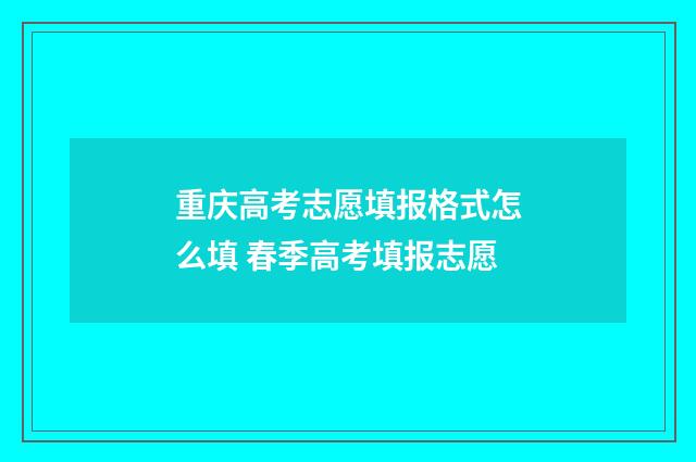 重庆高考志愿填报格式怎么填 春季高考填报志愿