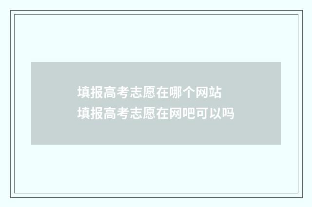 填报高考志愿在哪个网站 填报高考志愿在网吧可以吗