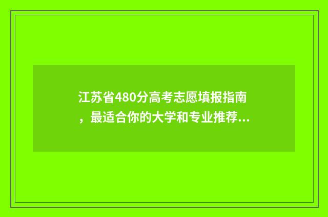 江苏省480分高考志愿填报指南，最适合你的大学和专业推荐 江苏2021高考480分能上什么大学