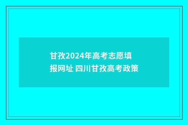 甘孜2024年高考志愿填报网址 四川甘孜高考政策