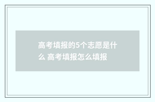 高考填报的5个志愿是什么 高考填报怎么填报
