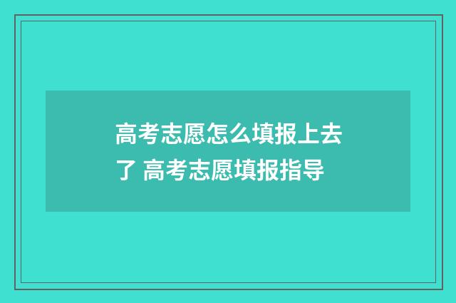 高考志愿怎么填报上去了 高考志愿填报指导