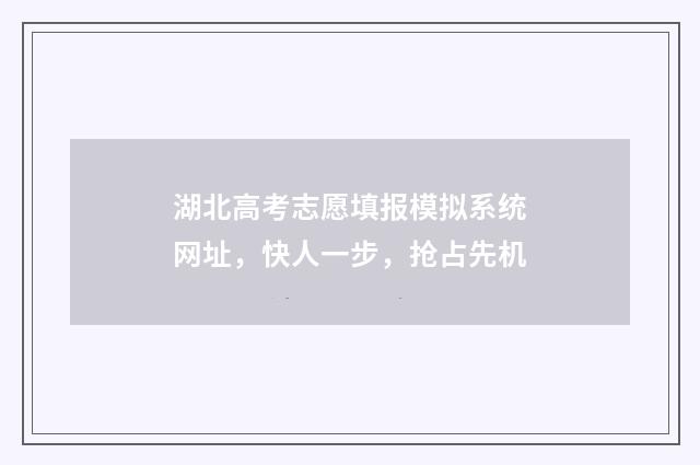 湖北高考志愿填报模拟系统网址，快人一步，抢占先机
