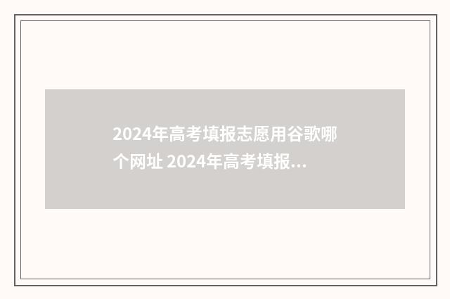 2024年高考填报志愿用谷歌哪个网址 2024年高考填报指南