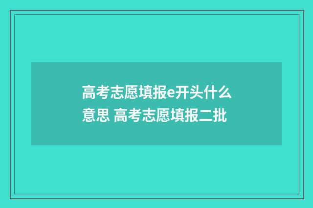 高考志愿填报e开头什么意思 高考志愿填报二批