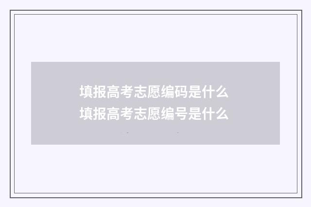 填报高考志愿编码是什么 填报高考志愿编号是什么