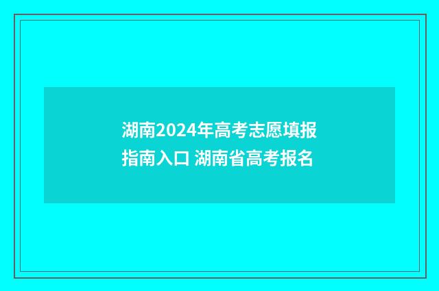 湖南2024年高考志愿填报指南入口 湖南省高考报名