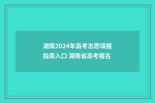 湖南2024年高考志愿填报指南入口 湖南省高考报名