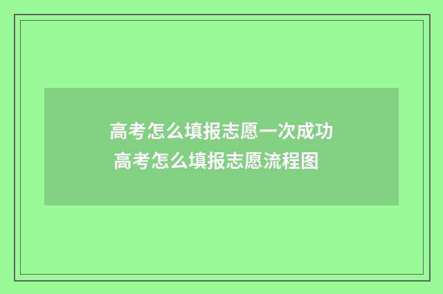 高考怎么填报志愿一次成功 高考怎么填报志愿流程图