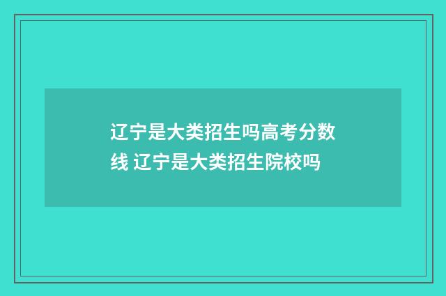 辽宁是大类招生吗高考分数线 辽宁是大类招生院校吗