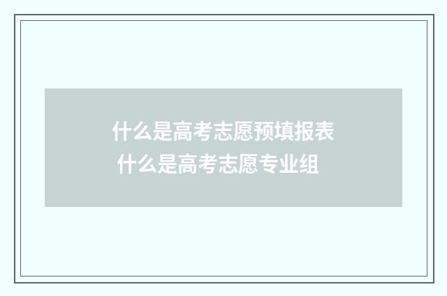 什么是高考志愿预填报表 什么是高考志愿专业组