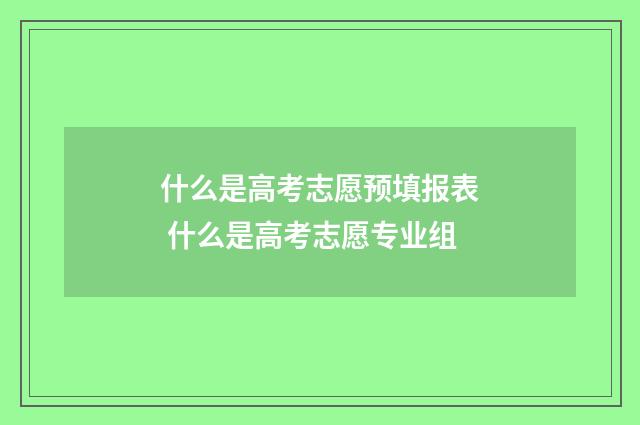 什么是高考志愿预填报表 什么是高考志愿专业组