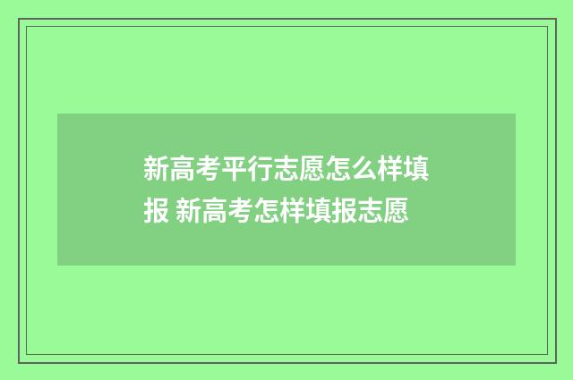 新高考平行志愿怎么样填报 新高考怎样填报志愿