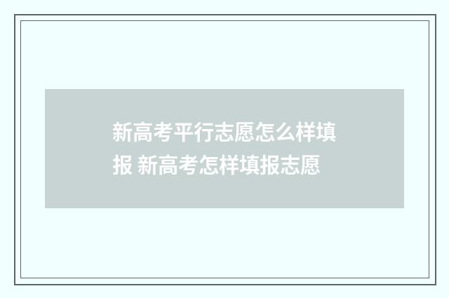 新高考平行志愿怎么样填报 新高考怎样填报志愿
