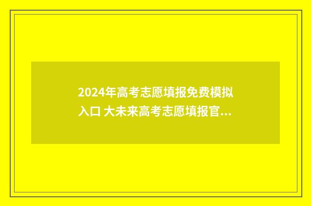 2024年高考志愿填报免费模拟入口 大未来高考志愿填报官网
