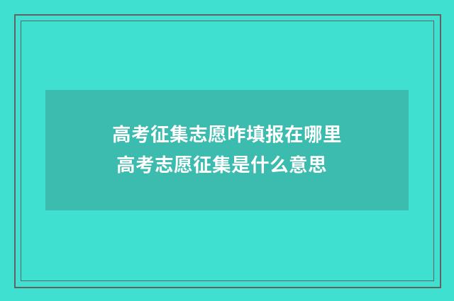 高考征集志愿咋填报在哪里 高考志愿征集是什么意思