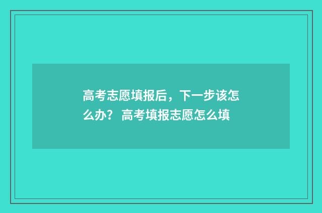 高考志愿填报后，下一步该怎么办？ 高考填报志愿怎么填