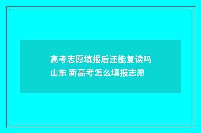 高考志愿填报后还能复读吗山东 新高考怎么填报志愿