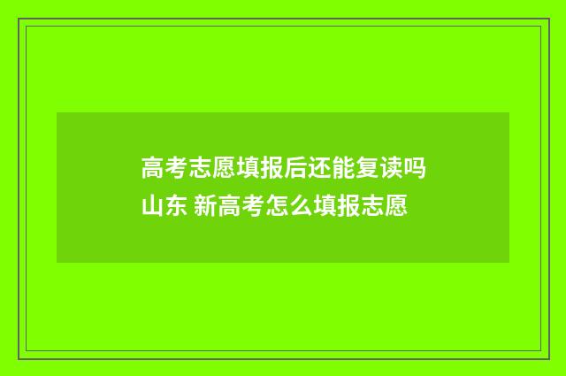 高考志愿填报后还能复读吗山东 新高考怎么填报志愿