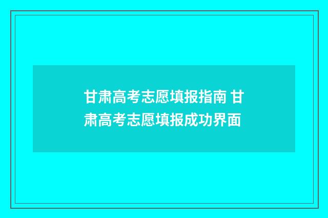 甘肃高考志愿填报指南 甘肃高考志愿填报成功界面
