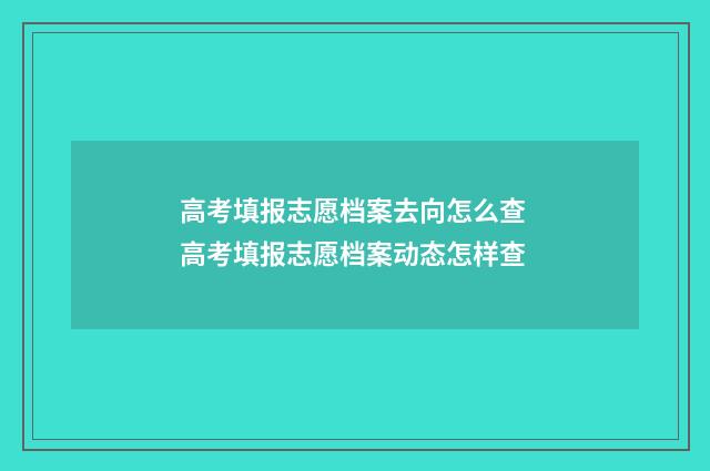 高考填报志愿档案去向怎么查 高考填报志愿档案动态怎样查